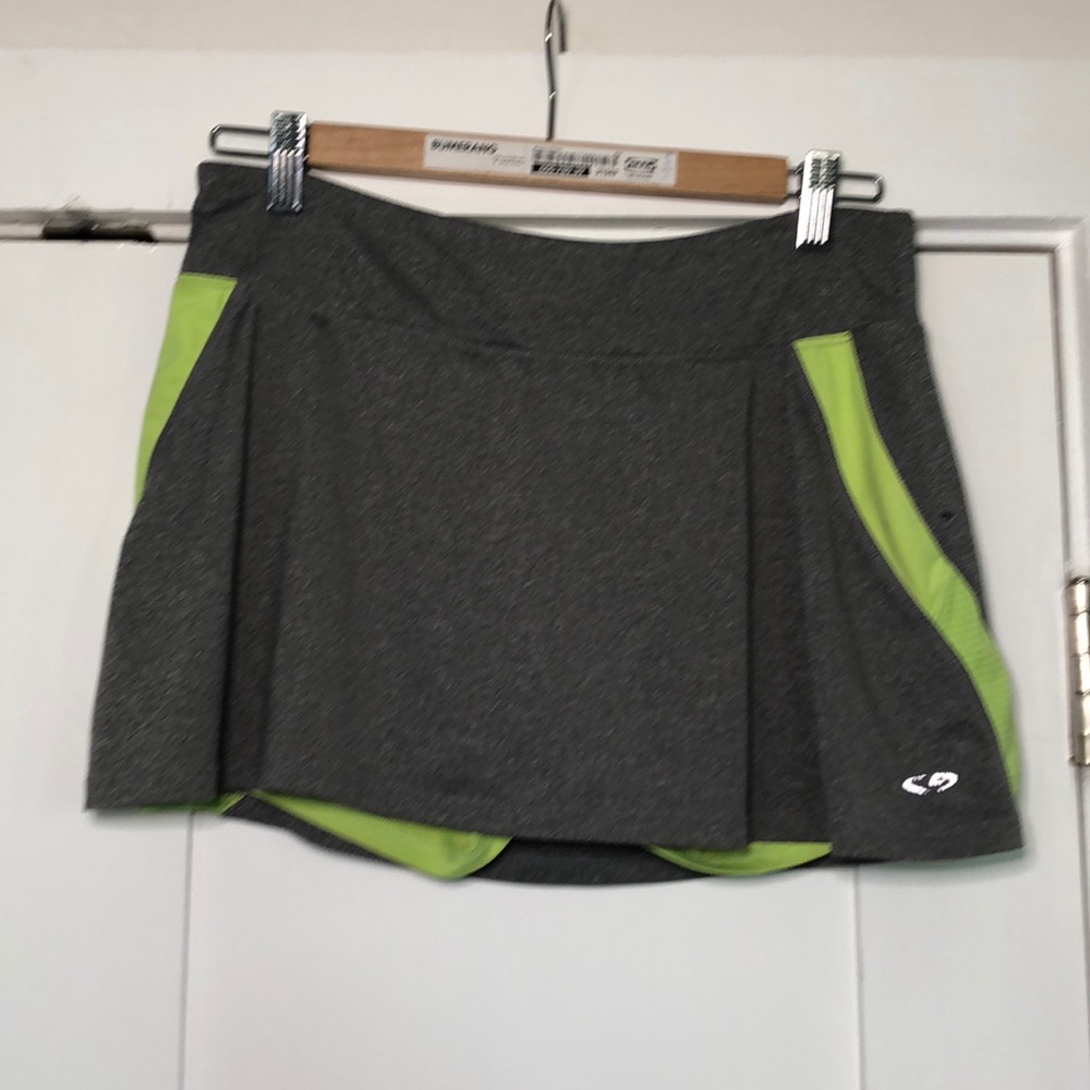 Gray and green Reebok tennis skirt